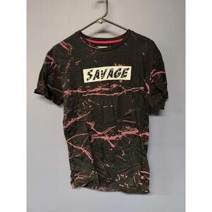 Seven Souls Savage Graphic T-Shirt Black Pink Splatter Men’s Size M